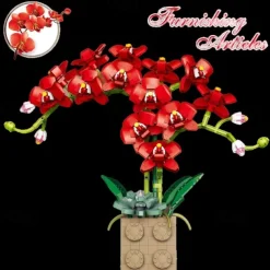 Women's Day Gifts Valentine's Day Gift Compatible With Le-go Rose Building Block Flower Ornaments G5010 Building Block Butterfly Orchid Bonsai Bouquet Mother's Day Gifts for MoM