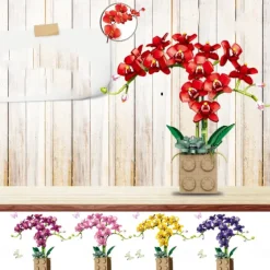 Women's Day Gifts Valentine's Day Gift Compatible With Le-go Rose Building Block Flower Ornaments G5010 Building Block Butterfly Orchid Bonsai Bouquet Mother's Day Gifts for MoM