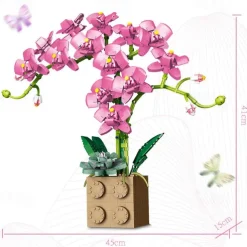 Women's Day Gifts Valentine's Day Gift Compatible With Le-go Rose Building Block Flower Ornaments G5010 Building Block Butterfly Orchid Bonsai Bouquet Mother's Day Gifts for MoM
