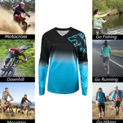 Women's Downhill Jersey Long Sleeve Mountain Bike MTB Road Bike Cycling Blue Purple Rose Red Gradient Wolf Bike Breathable Quick Dry Sports Gradient Wolf Clothing Apparel