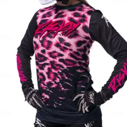 Women's Downhill Jersey Long Sleeve Pink Brown Grey Leopard Bike Breathable Quick Dry Sports Leopard Clothing Apparel