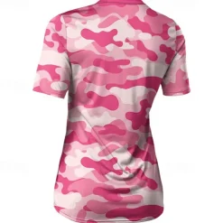 Women's Downhill Jersey Short Sleeve Violet Pink Red Graphic Camo / Camouflage Bike Breathable Quick Dry Sports Graphic Camo / Camouflage Clothing Apparel