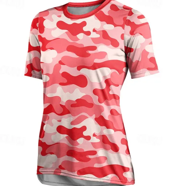 Women's Downhill Jersey Short Sleeve Violet Pink Red Graphic Camo / Camouflage Bike Breathable Quick Dry Sports Graphic Camo / Camouflage Clothing Apparel