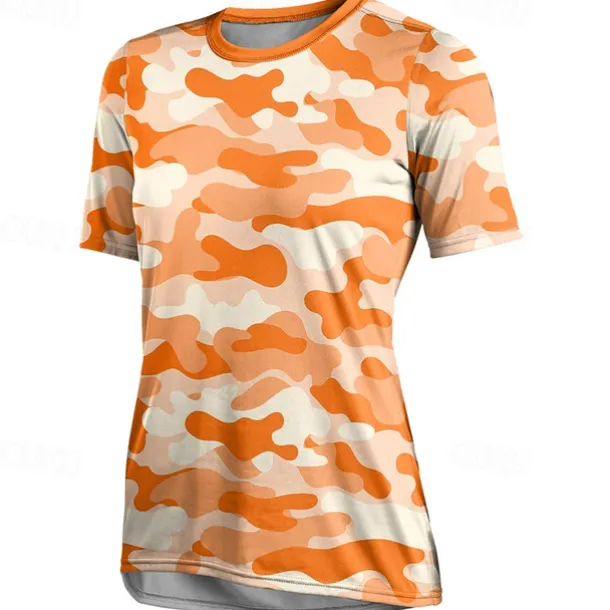 Women's Downhill Jersey Short Sleeve Violet Pink Red Graphic Camo / Camouflage Bike Breathable Quick Dry Sports Graphic Camo / Camouflage Clothing Apparel