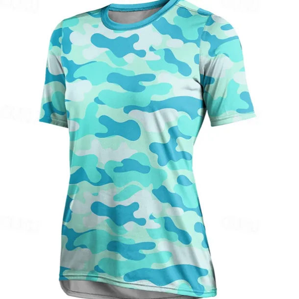 Women's Downhill Jersey Short Sleeve Violet Pink Red Graphic Camo / Camouflage Bike Breathable Quick Dry Sports Graphic Camo / Camouflage Clothing Apparel