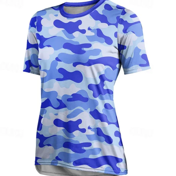 Women's Downhill Jersey Short Sleeve Violet Pink Red Graphic Camo / Camouflage Bike Breathable Quick Dry Sports Graphic Camo / Camouflage Clothing Apparel