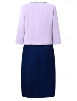 Women's Dress Set Two Piece Dress Floral Dress Midi Dress Purple 3/4 Length Sleeve Print Print Winter Fall Autumn Crew Neck Fashion Party Daily Wedding Guest 2023 S M L XL XXL 3XL