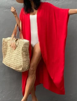 Women's Dressy Dusters Dressy Jackets Vacation Outdoor clothing Holiday Summer Spring Fall Coat Regular Fit Comfy Outdoor Swimming Sports Vacation Holiday Modern Jacket Pure Color Lace up Pleated