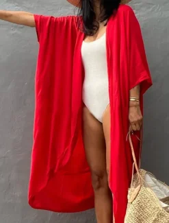 Women's Dressy Dusters Dressy Jackets Vacation Outdoor clothing Holiday Summer Spring Fall Coat Regular Fit Comfy Outdoor Swimming Sports Vacation Holiday Modern Jacket Pure Color Lace up Pleated