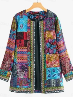 Women's Dressy Dusters Dressy Jackets Casual Jacket Spring Fall Winter Regular Coat Regular Fit Comfortable Casual / Daily Fashion Jacket Long Sleeve Print Solid Color Plain Adjustable Pink