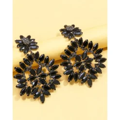 Women's Drop Earrings Geometrical Snowflake Precious Statement Imitation Diamond Earrings Jewelry Black For Party Club 1 Pair