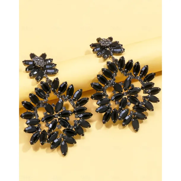 Women's Drop Earrings Geometrical Snowflake Precious Statement Imitation Diamond Earrings Jewelry Black For Party Club 1 Pair