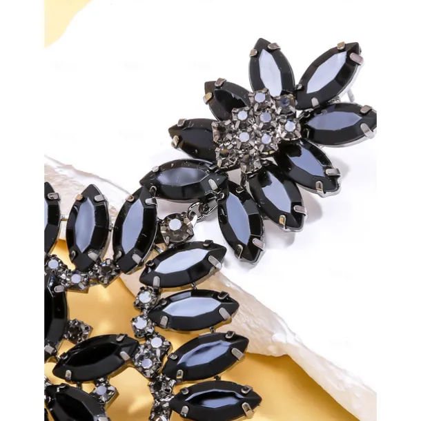 Women's Drop Earrings Geometrical Snowflake Precious Statement Imitation Diamond Earrings Jewelry Black For Party Club 1 Pair