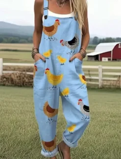 Women's Dungarees Active Floral Sleeveless Sleeveless Straight Square Neck Pocket with Pocket Vacation Street Loose Fit White Yellow Army Green Summer