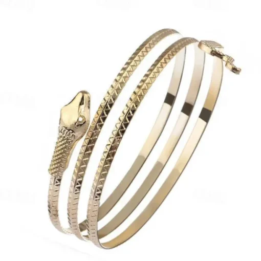 Women's Egyptian Headpiece Crown Snake Beaded Headband Arm Cuffs Swirl Snake Bracelets Women's Egyptian Costume Accessory Halloween Carnival