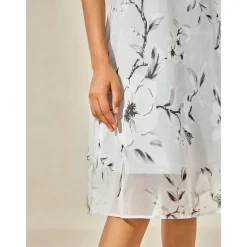 Women's Elegant Chiffon Dress Floral Mesh Print Crew Neck Midi Dress Daily Vacation Short Sleeve Summer Spring