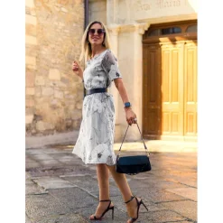 Women's Elegant Chiffon Dress Floral Mesh Print Crew Neck Midi Dress Daily Vacation Short Sleeve Summer Spring