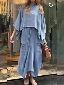 Women's Elegant Fashion Basic Pants Sets Long Sleeve Round Neck Solid Color Outdoor Work Casual Black White Yellow Summer Regular Fit