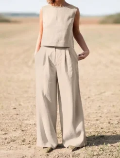 Women's Elegant Fashion Streetwear Shirt Blouse Sleeveless Crew Neck Solid Color Outdoor Work Casual Navy Blue Orange Green Summer Loose Fit