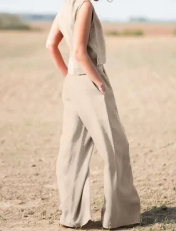 Women's Elegant Fashion Streetwear Shirt Blouse Sleeveless Crew Neck Solid Color Outdoor Work Casual Navy Blue Orange Green Summer Loose Fit