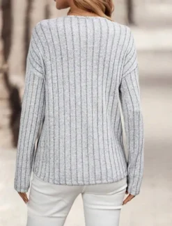 Women's Elegant Lace Tops Eyelet Blouse Casual Solid Color Regular Tops Long Sleeve V Neck Lace Regular Fit Daily Gray Romantic Petite Tops Summer Holiday Wear Semi Formal Blouses