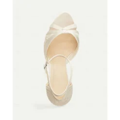 Women's Elegant Pink Satin Peep Toe High Heel Sandals with Ankle Strap and Lace Inlay – Graceful Wedding Party Shoes for Brides and Formal Events