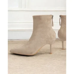 Women's Elegant Pointed-Toe Ankle Boots – Suede Stiletto Heel Booties for Formal and Casual Occasions