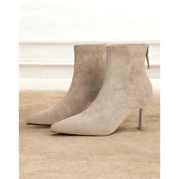 Women's Elegant Pointed-Toe Ankle Boots – Suede Stiletto Heel Booties for Formal and Casual Occasions