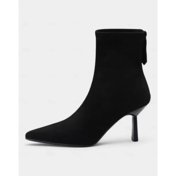 Women's Elegant Pointed-Toe Ankle Boots – Suede Stiletto Heel Booties for Formal and Casual Occasions