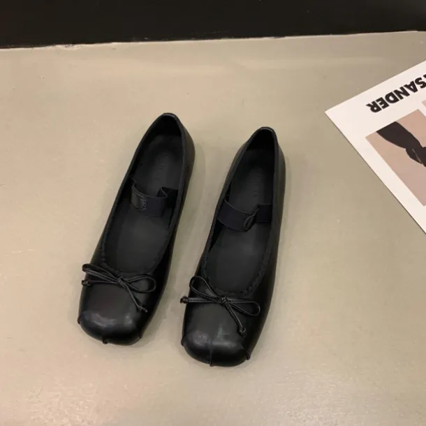 Women's Elegant Satin Ballet Flats – Soft Square Toe Mary Jane Shoes with Bow Detail, Comfortable Slip-On for Casual & Formal Occasions