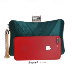 Women's Elegant Satin Evening Clutch with Tassel and Rhinestone Closure – Perfect for Weddings and Parties