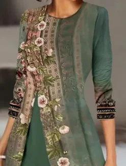 Women's Embroidered Salwar Kameez Palazzo Set Green Cream Traditional Ethnic Wear Floral Embroidery Festive Wedding Party All Season Comfort Fit
