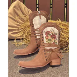 Women's Embroidered Western Boots with Fringe and Tassels – Boho Chic Boots for Farm Work and Casual Outings