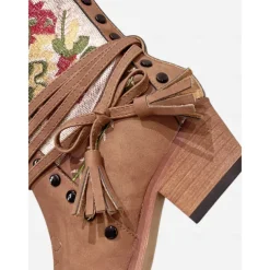 Women's Embroidered Western Boots with Fringe and Tassels – Boho Chic Boots for Farm Work and Casual Outings