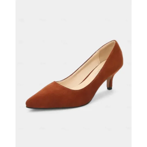 Women's Emerald Green Suede Pointed-Toe Pumps with Kitten Heels – Elegant Shoes for Office or Party Wear