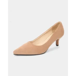 Women's Emerald Green Suede Pointed-Toe Pumps with Kitten Heels – Elegant Shoes for Office or Party Wear