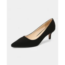 Women's Emerald Green Suede Pointed-Toe Pumps with Kitten Heels – Elegant Shoes for Office or Party Wear