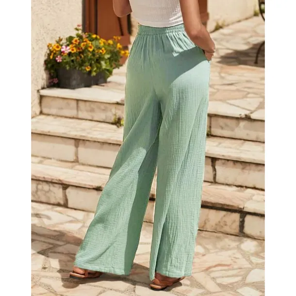 Women's EU / US Size Cotton Linen Pants Straight Comfort Trousers Full Length Natural Plain Drawstring Comfy Inelastic Daily Wear Casual Daily Apple Green Black Walnut Spring Fall & Winter Loose Fit