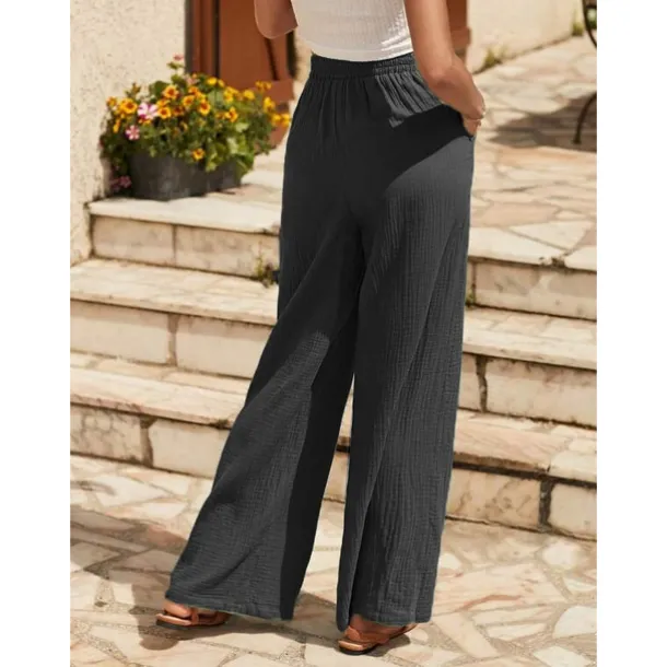 Women's EU / US Size Cotton Linen Pants Straight Comfort Trousers Full Length Natural Plain Drawstring Comfy Inelastic Daily Wear Casual Daily Apple Green Black Walnut Spring Fall & Winter Loose Fit