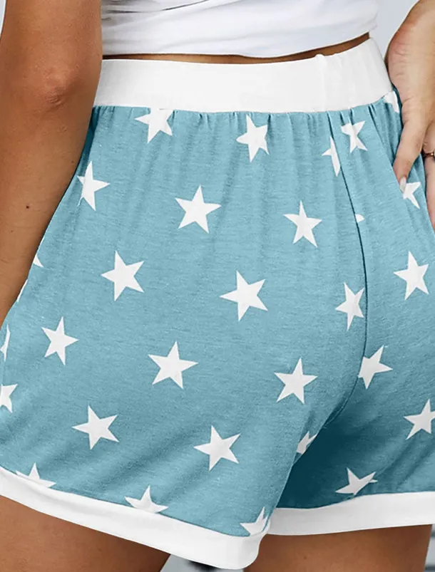 Women's EU / US Size Pajamas Track Pants Baggy Shorts Athleisure Athletic Short Medium Waist Star Pocket Printing Basic Outdoor Comfortable Sports Micro-elastic Casual Sports claret Spring Grass