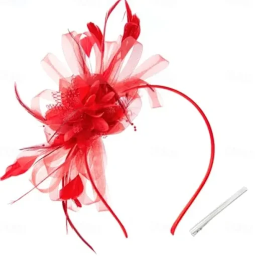 Women's Fascinators Feathers Mesh Ribbons Kentucky Derby Hat Tea Party Hats with Headband and Clip Fascinator Hat