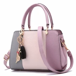 Women's Fashionable Colorblock Handbag with Cat Charm - Perfect for Daily Use and Casual Outings