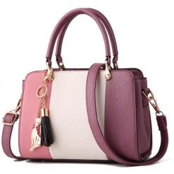 Women's Fashionable Colorblock Handbag with Cat Charm - Perfect for Daily Use and Casual Outings