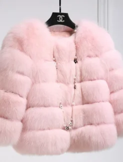 Women's Faux Fur Coat Active Elegant Comfortable Street Style Faux Fur Trim Outdoor Daily Wear Vacation Going out Faux Fur Short Coat Winter Fall Purple Pink Fuchsia Open Front Collarless Regular Fit