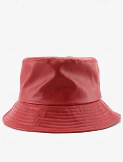 Women's Faux Leather Bucket Hat – Stylish and Versatile, Available in Multiple Colors for a Trendy Look