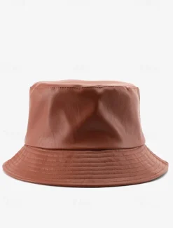 Women's Faux Leather Bucket Hat – Stylish and Versatile, Available in Multiple Colors for a Trendy Look
