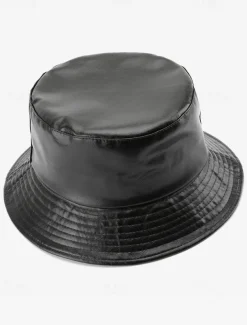 Women's Faux Leather Bucket Hat – Stylish and Versatile, Available in Multiple Colors for a Trendy Look