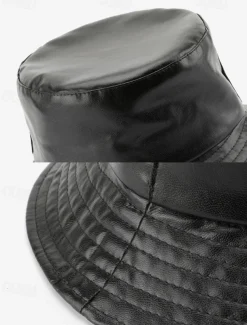 Women's Faux Leather Bucket Hat – Stylish and Versatile, Available in Multiple Colors for a Trendy Look