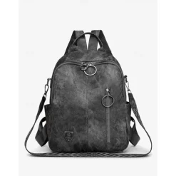 Women's Faux Leather Convertible Backpack in Brown with Adjustable Straps, Multiple Carrying Styles, and Zipper Pockets – Ideal for Travel, Work, and Everyday Use