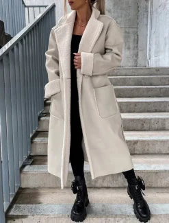 Women's Faux Leather Jacket Winter Coat Winter Jacket Windproof Warm Work Street Daily Wear Vacation Pocket Single Breasted Turndown Casual Street Style Solid Color Loose Fit Outerwear Long Sleeve